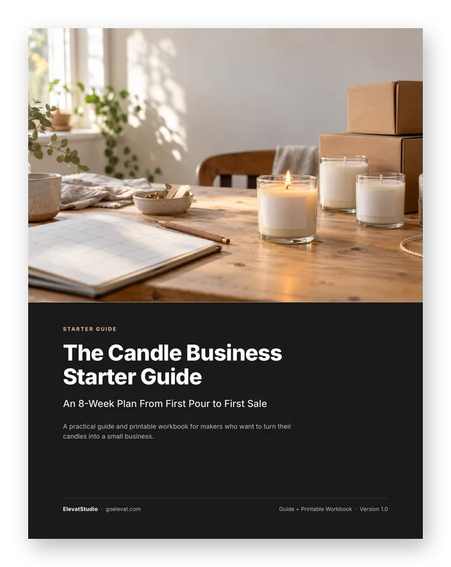 Cover of The Candle Business Starter Guide, a free 8-week plan and printable workbook